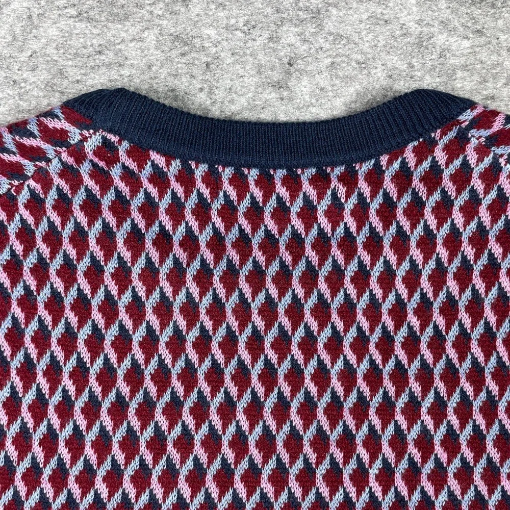 Bonobos Sweater Mens S Blue Wool Blend Slim Fit Geometric Diamond Crewneck